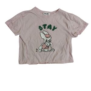🌸Juniors Pink short sleeve T-shirt  with Bunny Cartoon Print